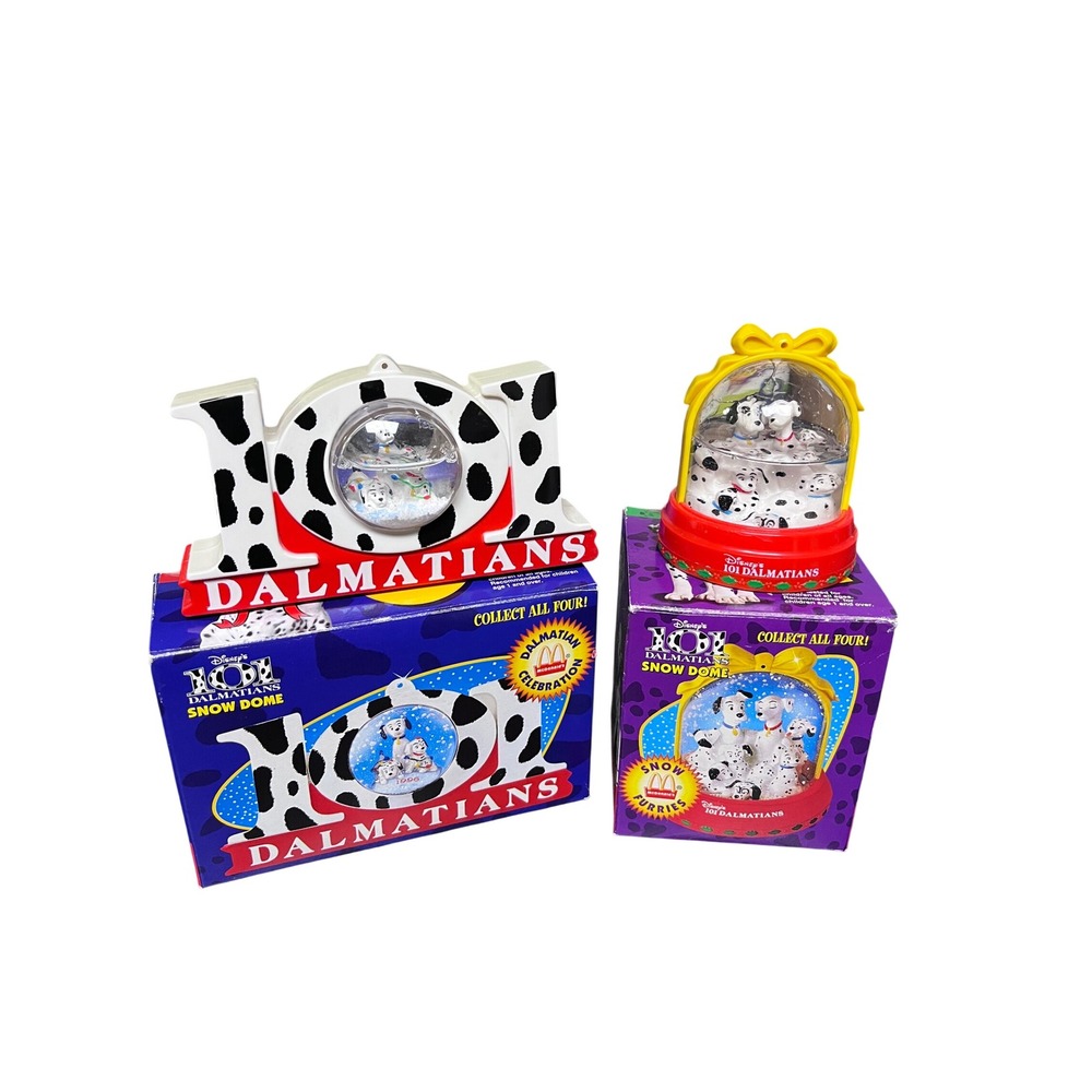 Vintage 1996 Disney 101 Dalmatians McDonald's Snow Globe Ornaments Lot of 2
